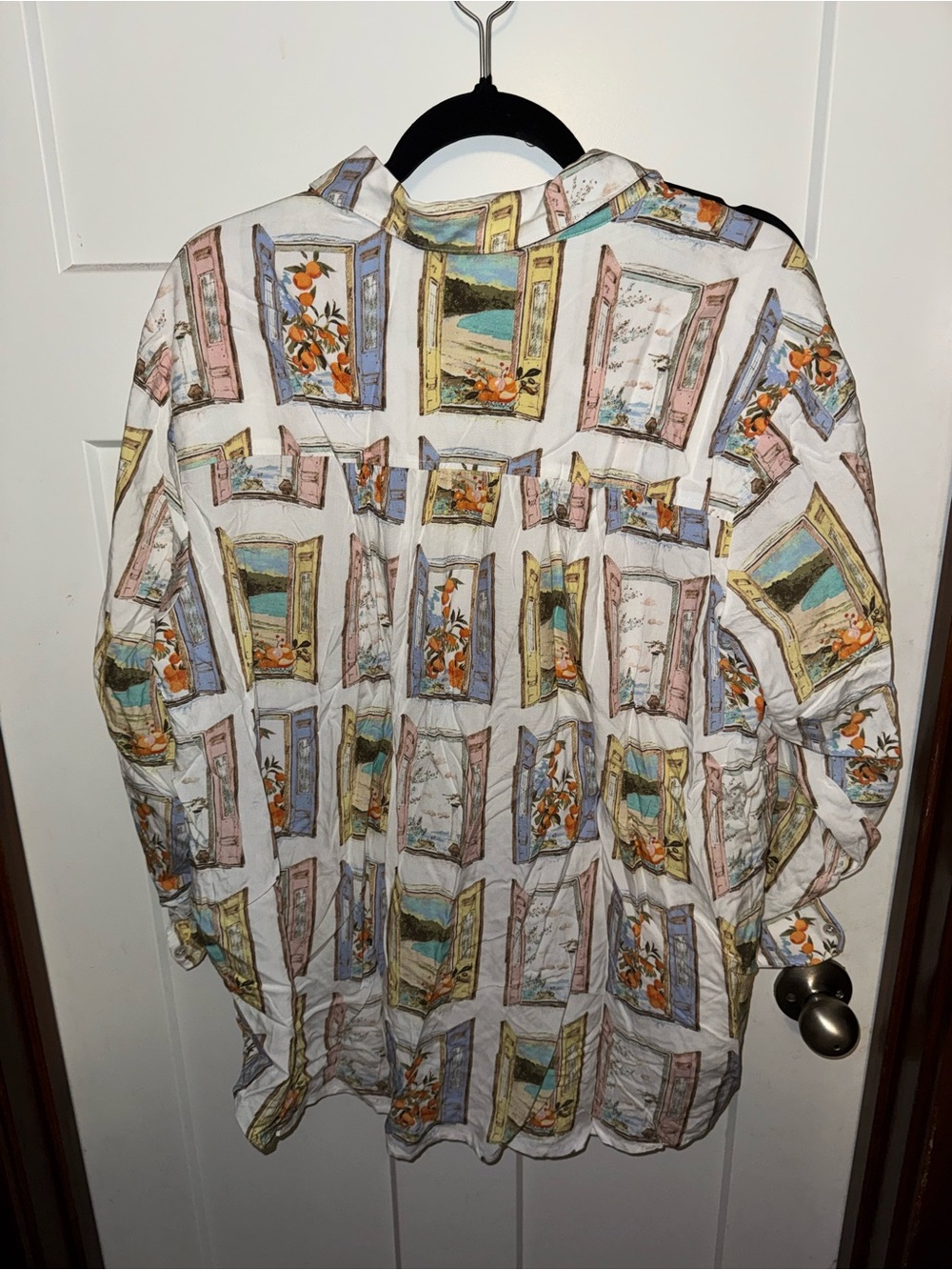 Jane and Delancey White Button-Front Shirt with Pastel Window Print - Picture 2 of 3